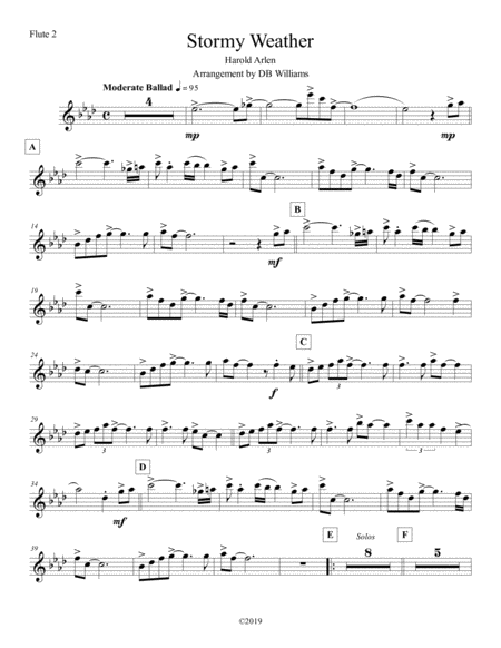 Free Sheet Music Stormy Weather Flute 2