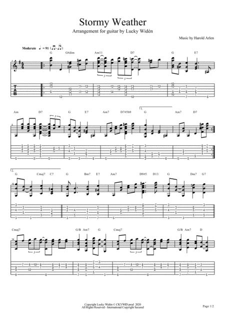 Free Sheet Music Stormy Weather For Guitar