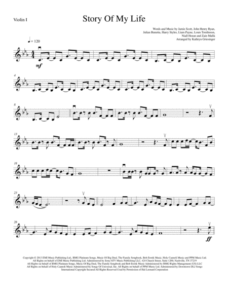 Story Of My Life String Quartet Sheet Music