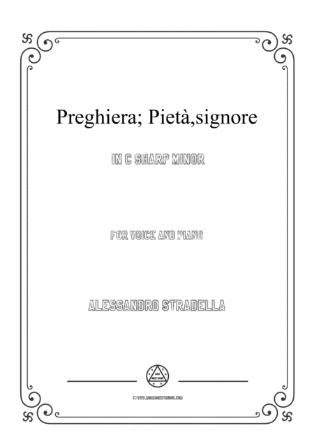 Stradella Preghiera Piet Signore In C Sharp Minor For Voice And Piano Sheet Music