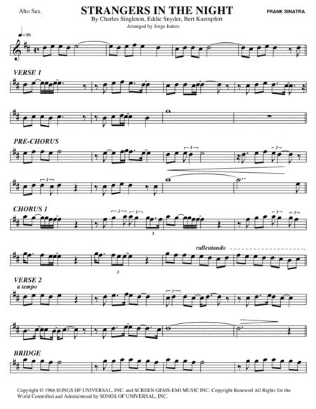 Strangers In The Night Alto Sax Sheet Music