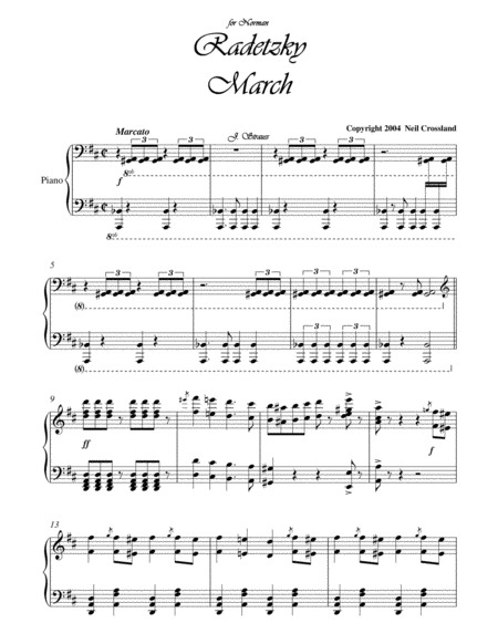 Strauss Radetzky March For Piano Solo Sheet Music