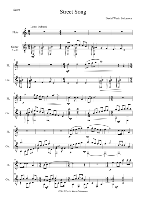 Free Sheet Music Street Song For Flute And Guitar
