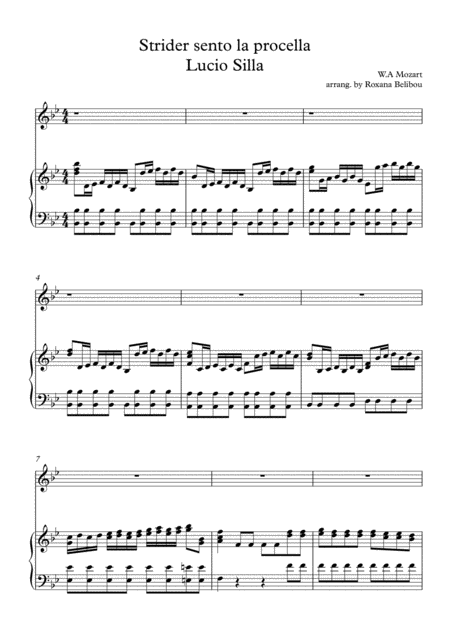 Free Sheet Music Strider Sento La Procella From Lucio Silla By W A Mozart