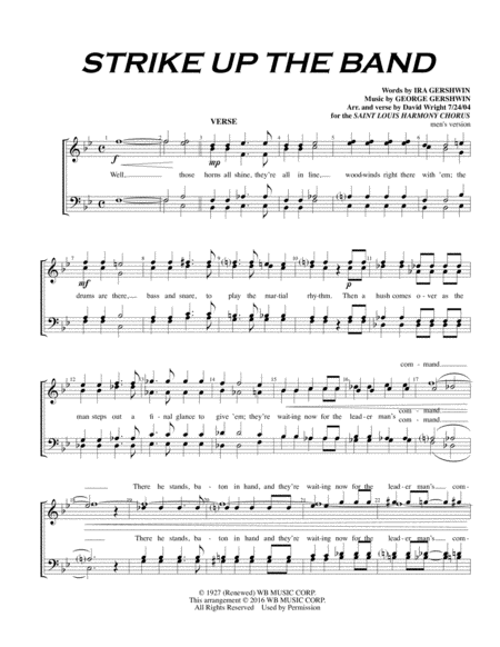 Strike Up The Band M Quartet Pricing Sheet Music