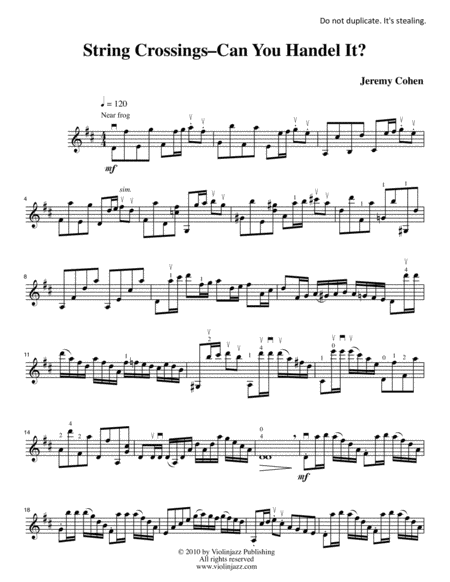 Free Sheet Music String Crossings Can You Handel It Solo