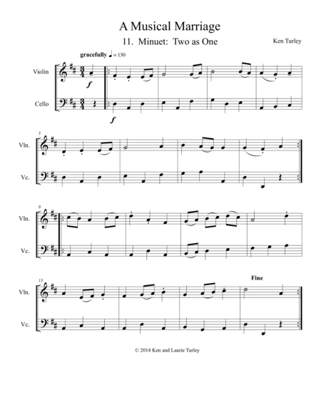 Free Sheet Music String Duo No 11 From A Musical Marriage Minuet