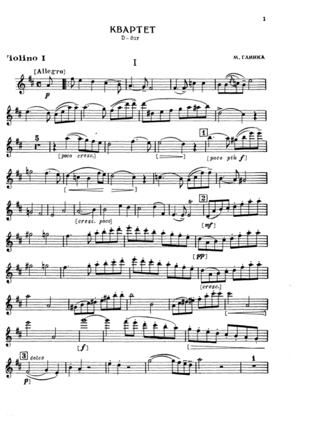 String Quartet D Dur Sheet Music