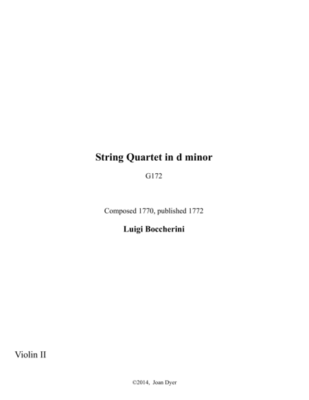 Free Sheet Music String Quartet In D Minor G 172 Second Violin