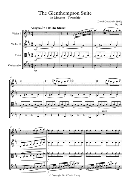 String Quartet No 1 Op 34 1st Movement Sheet Music