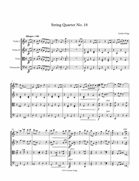 String Quartet No 18 Sheet Music