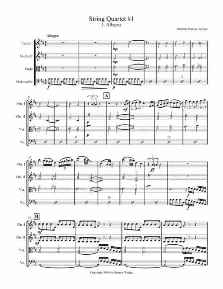 String Quartet No 1 Sheet Music