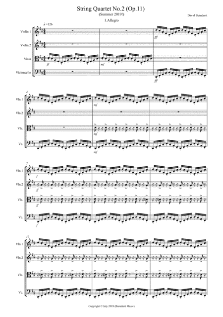 String Quartet No 2 Op 11 Summer 2019 Sheet Music