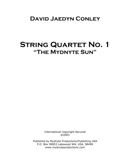 Free Sheet Music String Quartet No I The Mydnyte Sun