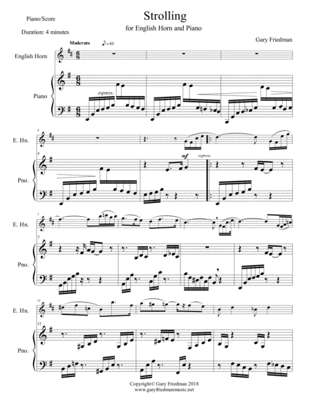 Free Sheet Music Strolling For English Horn And Piano