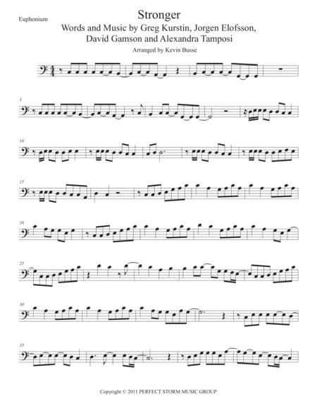 Free Sheet Music Stronger Easy Key Of C Euphonium