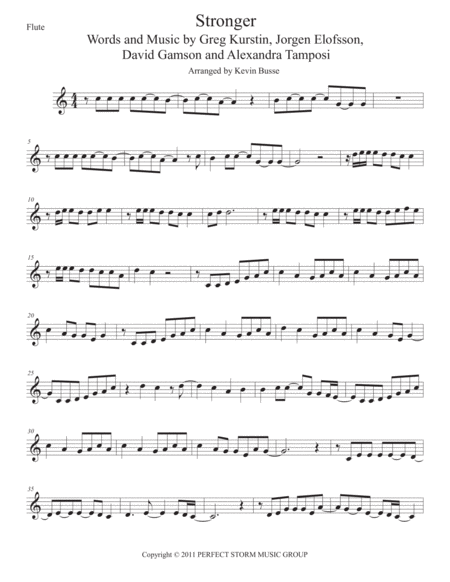 Free Sheet Music Stronger Easy Key Of C Flute