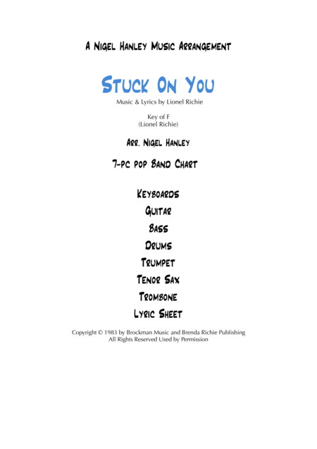 Free Sheet Music Stuck On You 7pc Band Chart In F