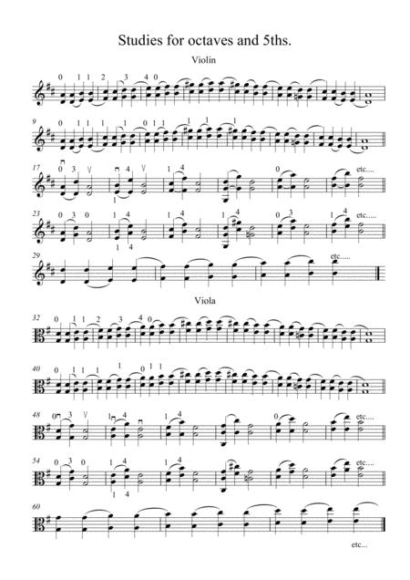 Studies For 5ths And Octaves On Violin And Viola Sheet Music