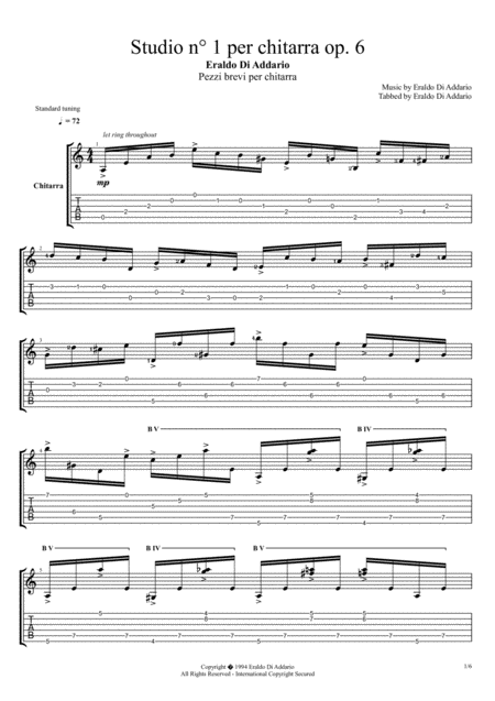 Free Sheet Music Studio Per Chitarra N 1 Op 6