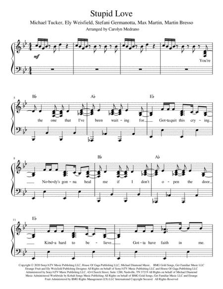 Stupid Love Advanced Intermediate Piano Sheet Music