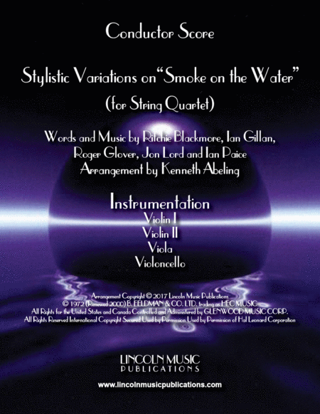 Free Sheet Music Stylistic Variations On Smoke On The Water For String Quartet