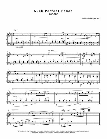 Free Sheet Music Such Perfect Peace Owlboy Official