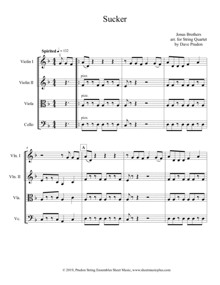 Free Sheet Music Sucker For String Quartet