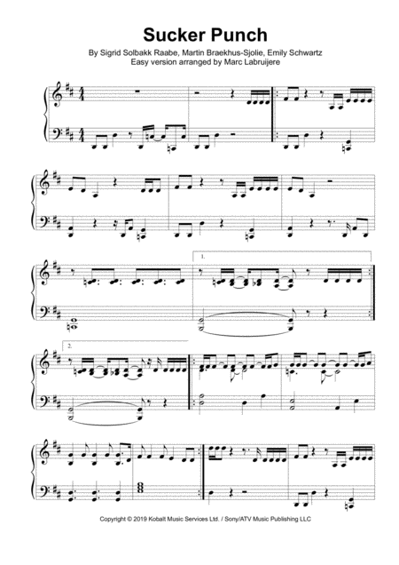 Sucker Punch Sigrid Early Intermediate Piano Sheet Music