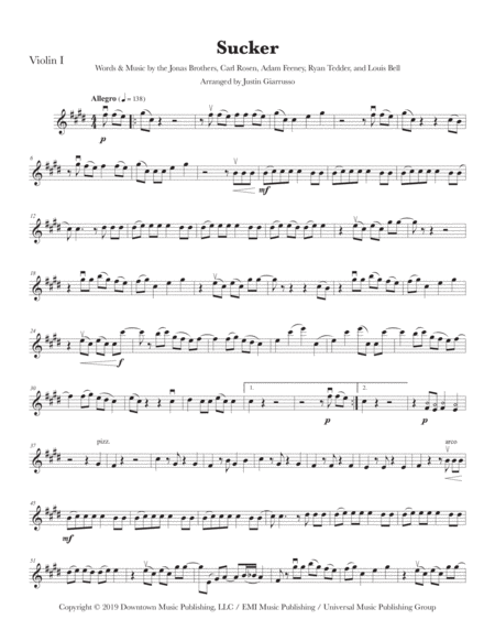 Free Sheet Music Sucker Tango Jonas Brothers