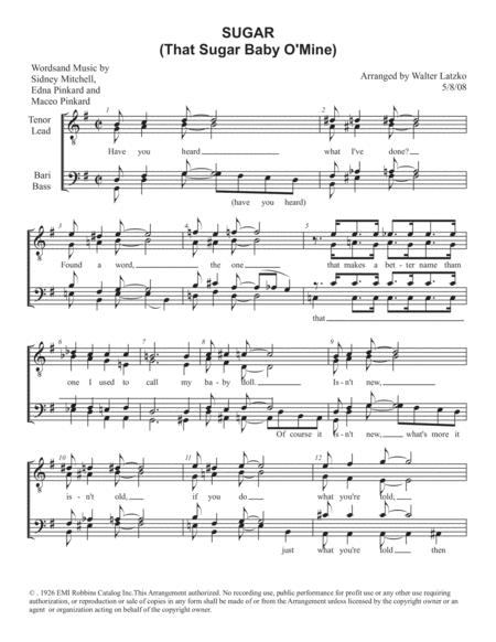 Sugar That Sugar Baby O Mine Sheet Music