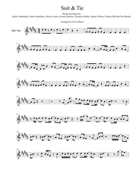 Suit Tie Bari Sax Sheet Music