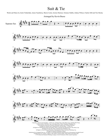 Suit Tie Soprano Sax Sheet Music