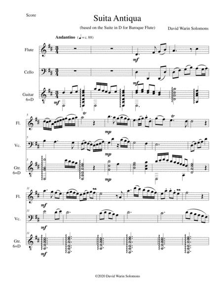 Suita Antiqua For Flute Guitar And Cello Sheet Music