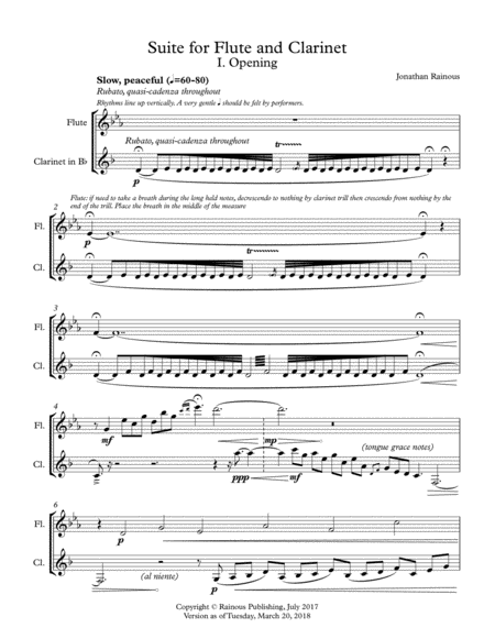 Suite For Flute And Clarinet Sheet Music