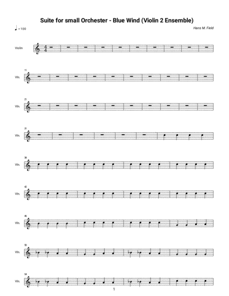 Suite For Small Orc Hestra Blue Wind Second Violin Sheet Music