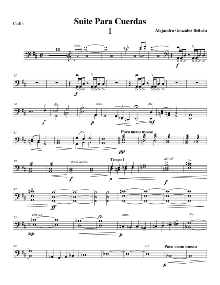 Free Sheet Music Suite For String Orchestra Mov I Cello Part