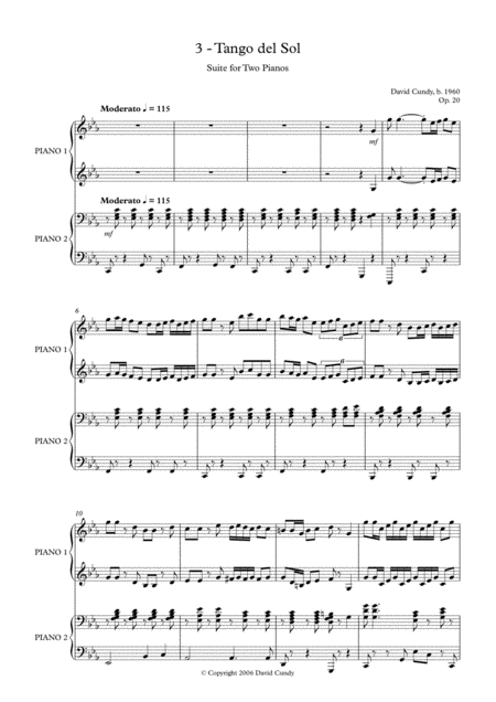Suite For Two Pianos Op 20 3rd Movement Tango Del Sol Sheet Music