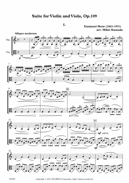 Suite For Violin And Viola Op 109 Sheet Music