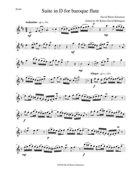 Suite In D For Baroque Flute Sheet Music