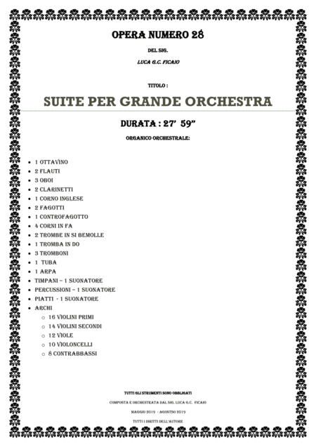 Suite Per Grande Orchestra Sheet Music