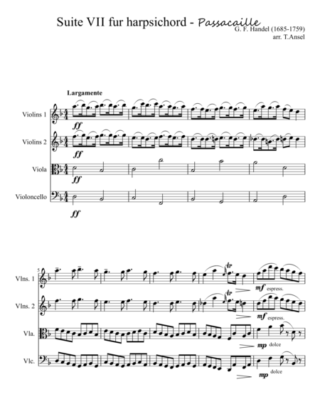 Suite Vii Fur Harpsichord Passacaille Sheet Music
