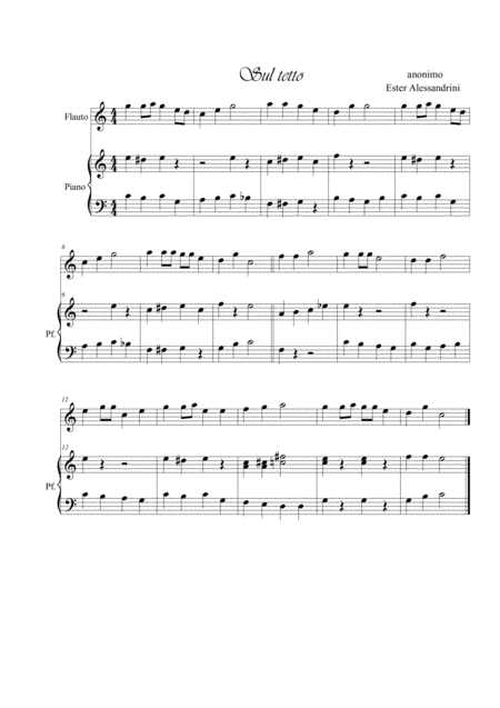 Free Sheet Music Sul Tetto Flute And Piano