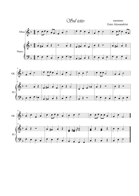 Sul Tetto Oboe E Piano Sheet Music