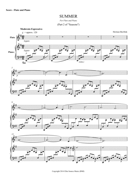 Summer For Flute And Piano Sheet Music