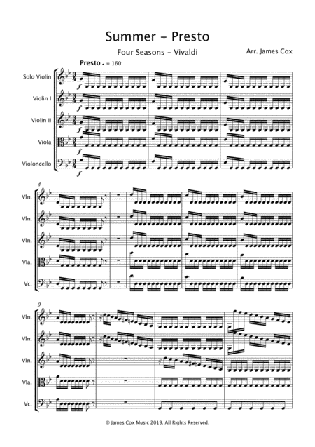 Free Sheet Music Summer Four Seasons String Quartet