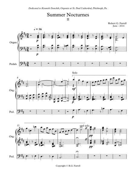 Summer Nocturne 2 For Organ Sheet Music