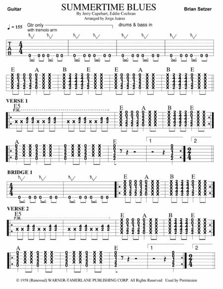 Summertime Blues Guitar Tab Sheet Music