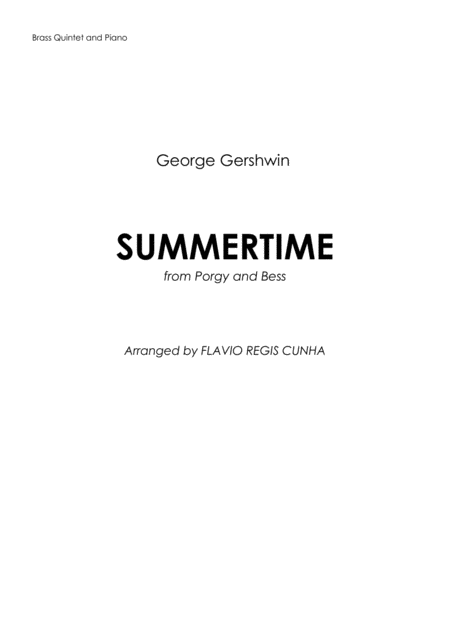 Free Sheet Music Summertime For Brass Quintet And Piano
