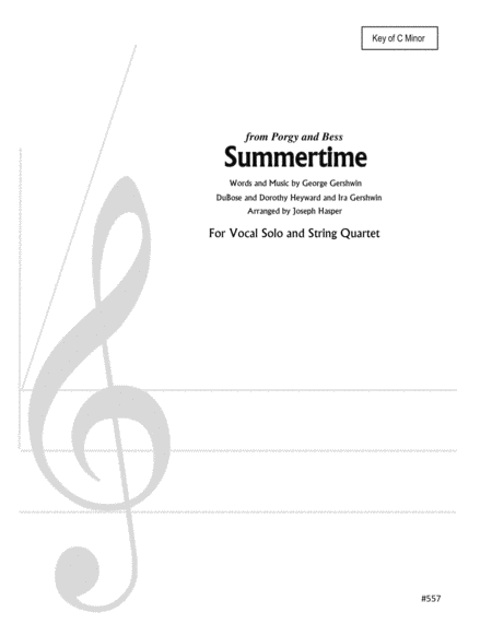 Free Sheet Music Summertime Low Female Vocal Solo And Strings